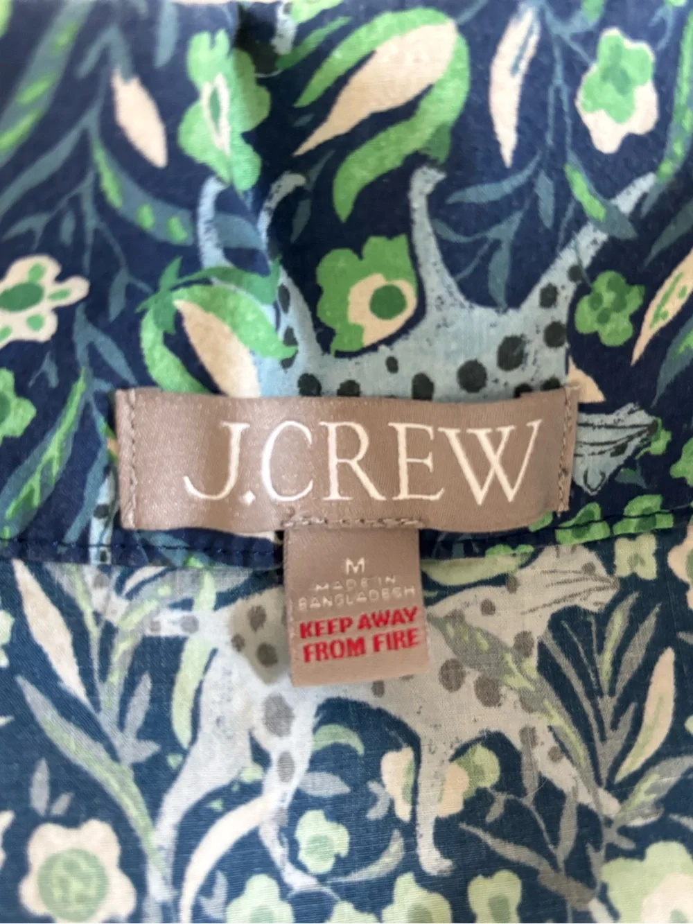 J.Crew Fauna Floral Blue Spotted Leopard Cotton Poplin Pajama Set Medium